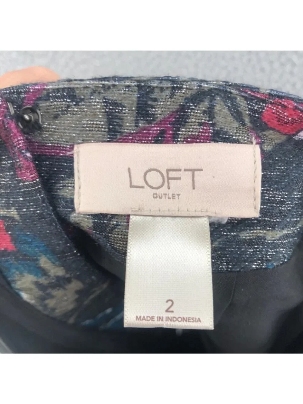 LOFT Skirt Womens 2 Gray Pink Floral Glitter Inverted Pleats Skater Flare Lined